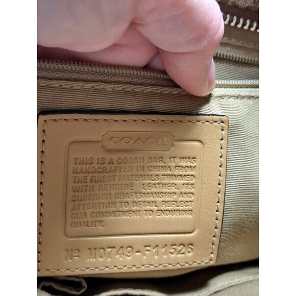 Coach F11526 Khaki Signature C Jacquard Tan Leather Straps Handbag 10.5x9.5x4 - Picture 6 of 13